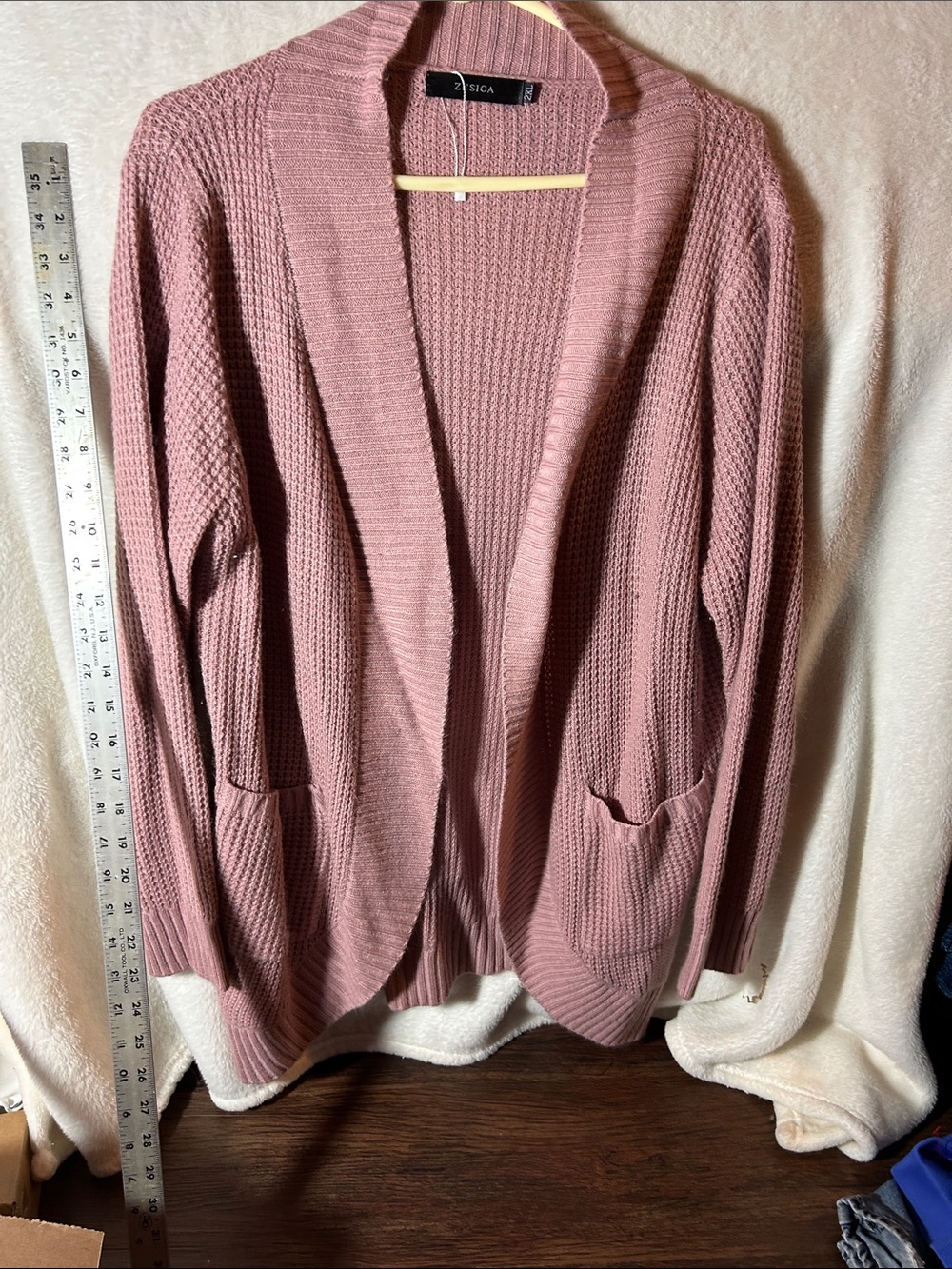 Zesica Dusty Rose Open-Front Knit Cardigan 2XL